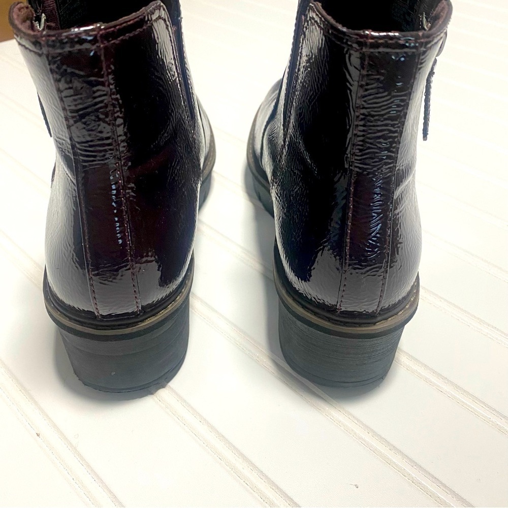 Clarks Airabell Zip Patent Leather Ankle Boots in Deep Wine - Picture 5 of 9